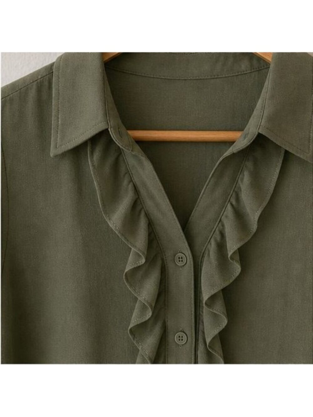 Olive Ruffle Blouse - Picture 4 of 6